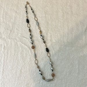 Silver, Gold, & Black Long Necklace